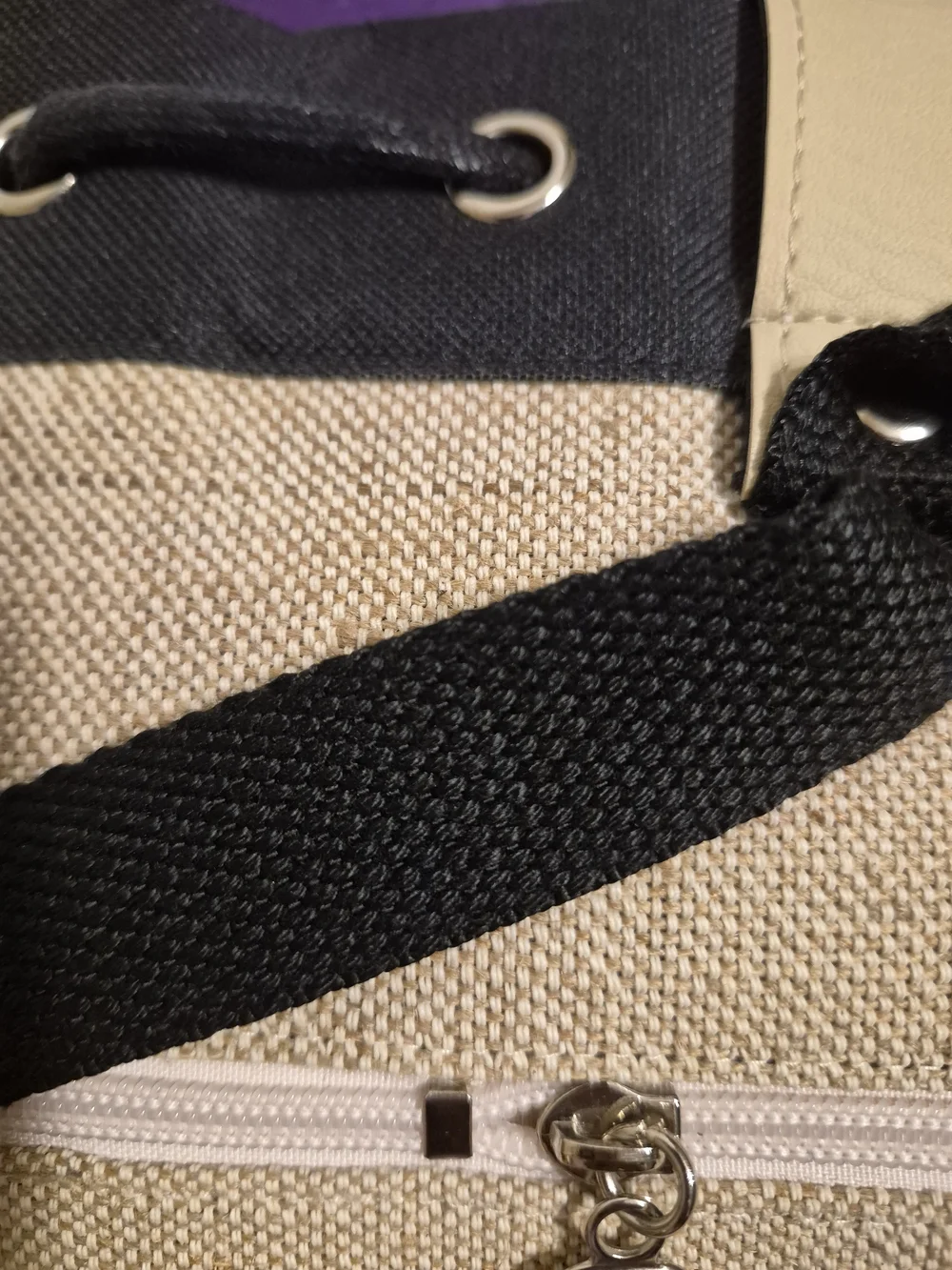 Holn Muethai Canvas Adjustable Backpack in Natural with Black Straps